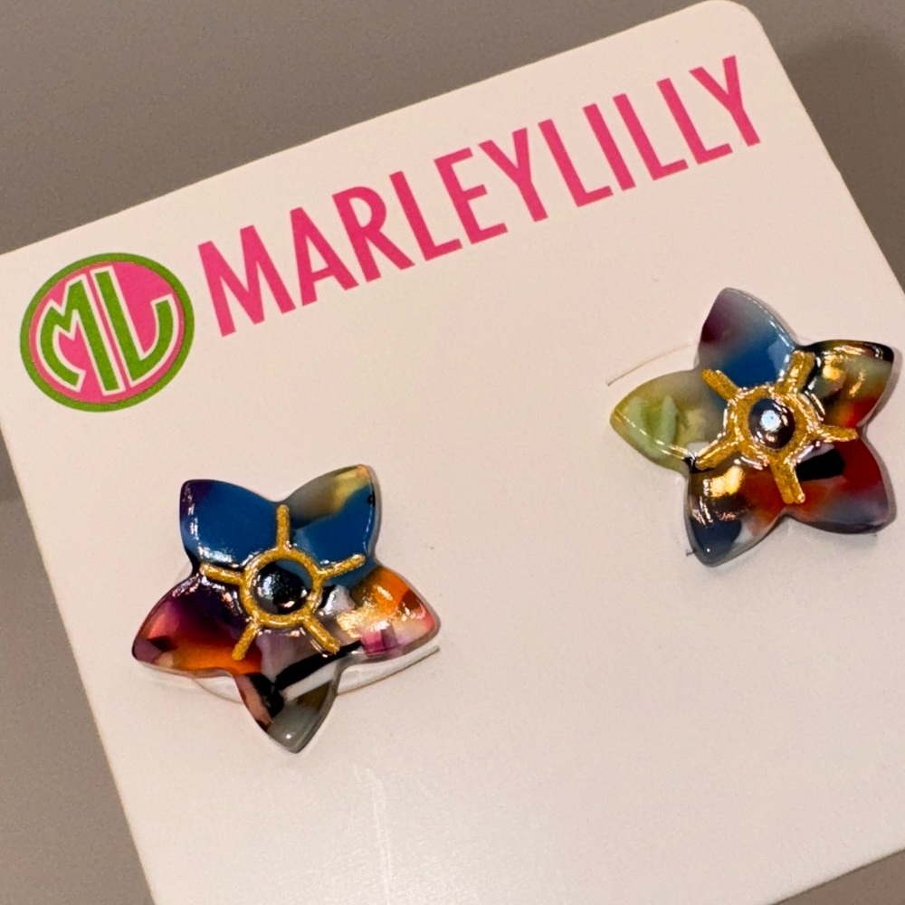 Marley Lilly Multicolored Flower Stud Pierced Earrings
